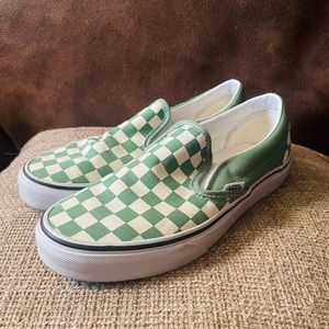 Vans Checkered Green Slip-Ons